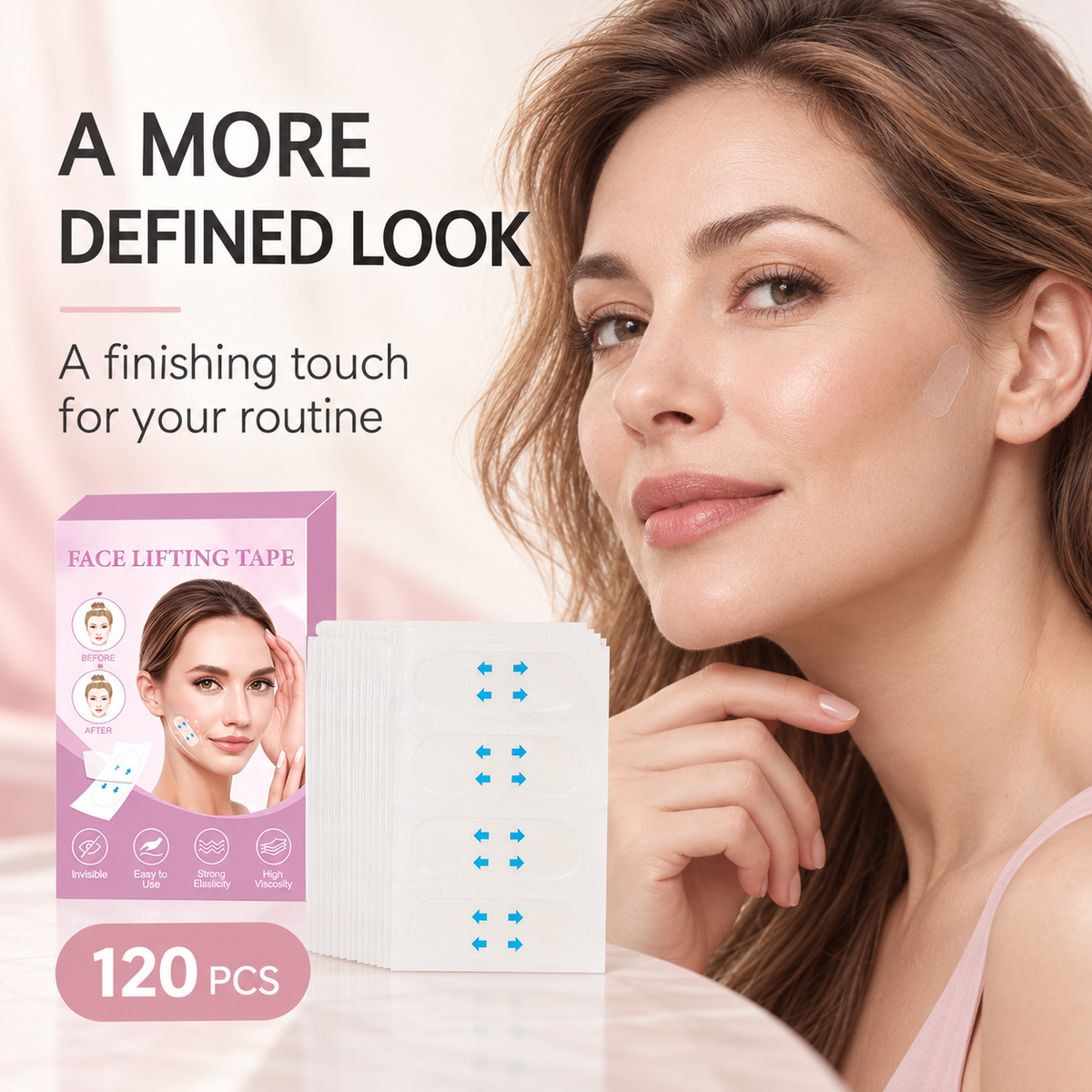 Face Lifting Tape – 120 PCS Clear Adhesive Patches for a More Defined Look