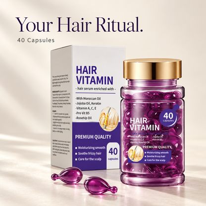 Hair Serum Capsules – Smoothing & Shine-Enhancing Leave-In Hair Care, 40 Capsules, 30ml