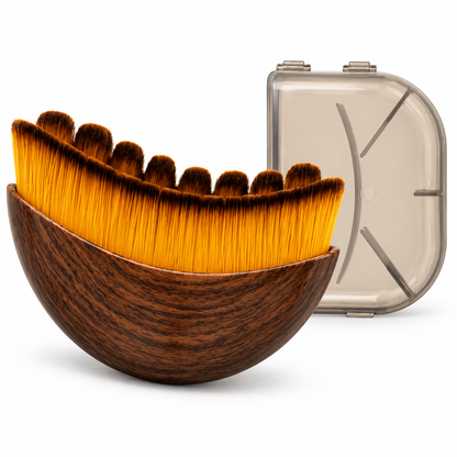 Large Curved Massage Brush with Soft Synthetic Bristles & Storage Case – Coffee Brown