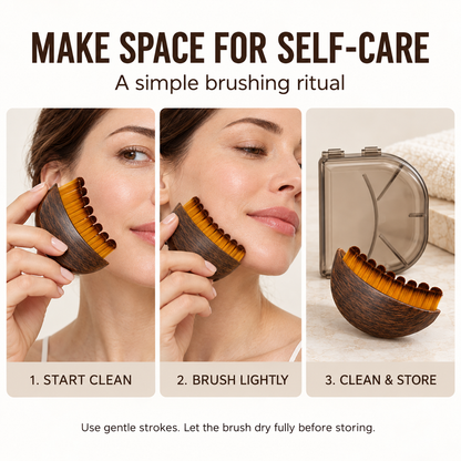 Large Curved Massage Brush with Soft Synthetic Bristles & Storage Case – Coffee Brown