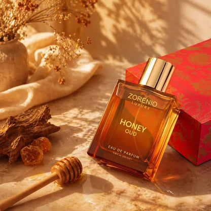 Zorenio Luxury's Honey Oud | Eau de Parfum 100ml (3.4 fl oz) | Patchouli, Vanilla, Bergamot | Floral & Spicy | Made with Clean & Vegan Essentials Oils | Cruelty Free Fragrance Perfume