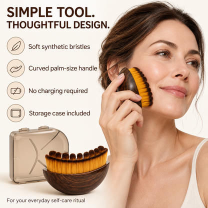 Large Curved Massage Brush with Soft Synthetic Bristles & Storage Case – Coffee Brown