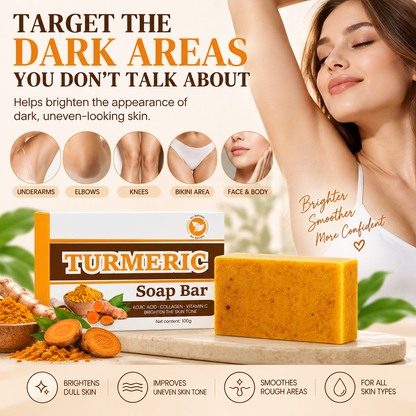 Turmeric Brightening Soap Bar – Dark Area & Uneven Skin Tone Care for Face & Body, 100g