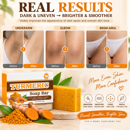 Turmeric Brightening Soap Bar – Dark Area & Uneven Skin Tone Care for Face & Body, 100g