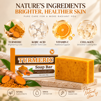 Turmeric Brightening Soap Bar – Dark Area & Uneven Skin Tone Care for Face & Body, 100g