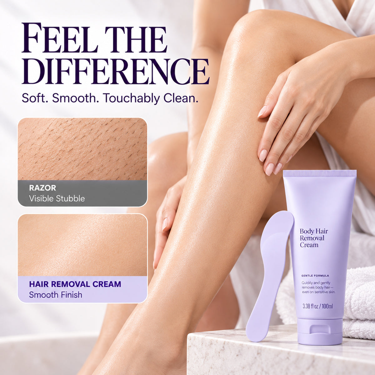 Silky Smooth Body Hair Removal Cream – 5-Minute Gentle Hair Removal for Smooth, Stubble-Free Feeling Skin, 100ml