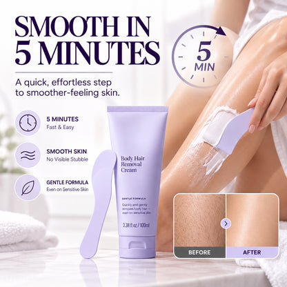 Silky Smooth Body Hair Removal Cream – 5-Minute Gentle Hair Removal for Smooth, Stubble-Free Feeling Skin, 100ml