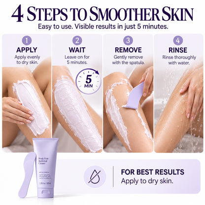 Silky Smooth Body Hair Removal Cream – 5-Minute Gentle Hair Removal for Smooth, Stubble-Free Feeling Skin, 100ml