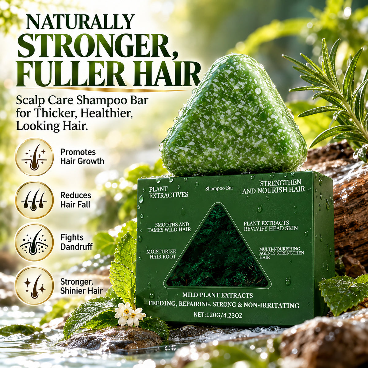 Volumizing Scalp Care Shampoo Bar – For Stronger, Thicker-Looking Hair & Natural Shine, 120g