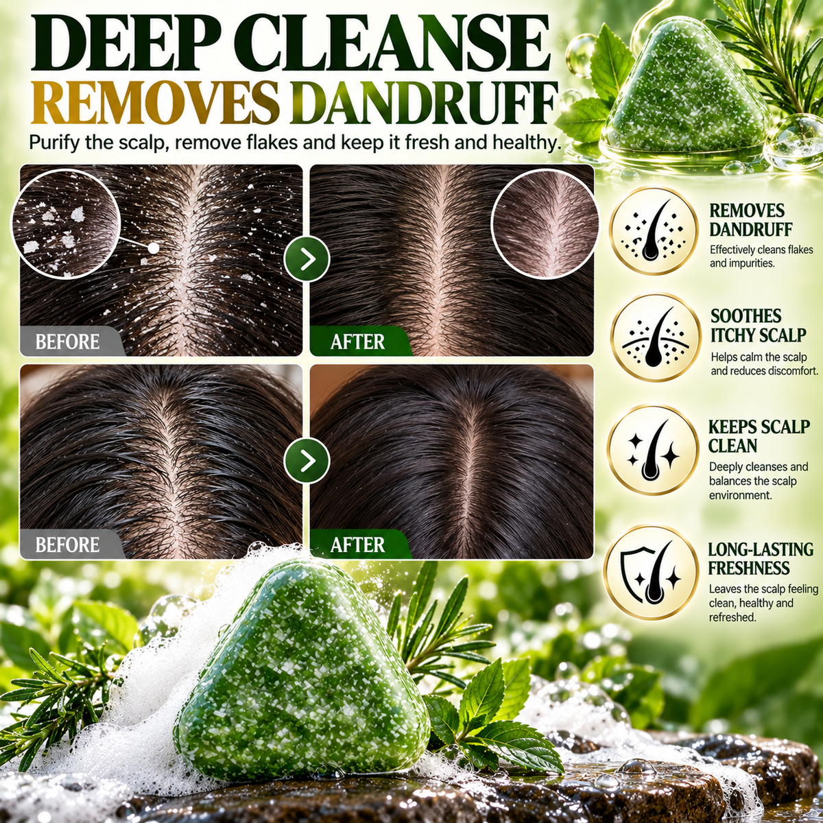 Volumizing Scalp Care Shampoo Bar – For Stronger, Thicker-Looking Hair & Natural Shine, 120g