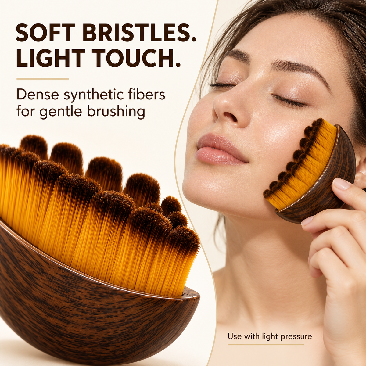Large Curved Massage Brush with Soft Synthetic Bristles & Storage Case – Coffee Brown